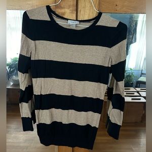 Ann Taylor Loft black and beige striped pullover. Long sleeved. Size small.